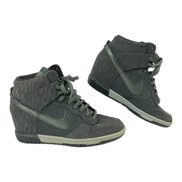 Nike Jade Green Sky Dunk Hi Hidden Wedge Sneakers | Athletic Style - Picture 1 of 10
